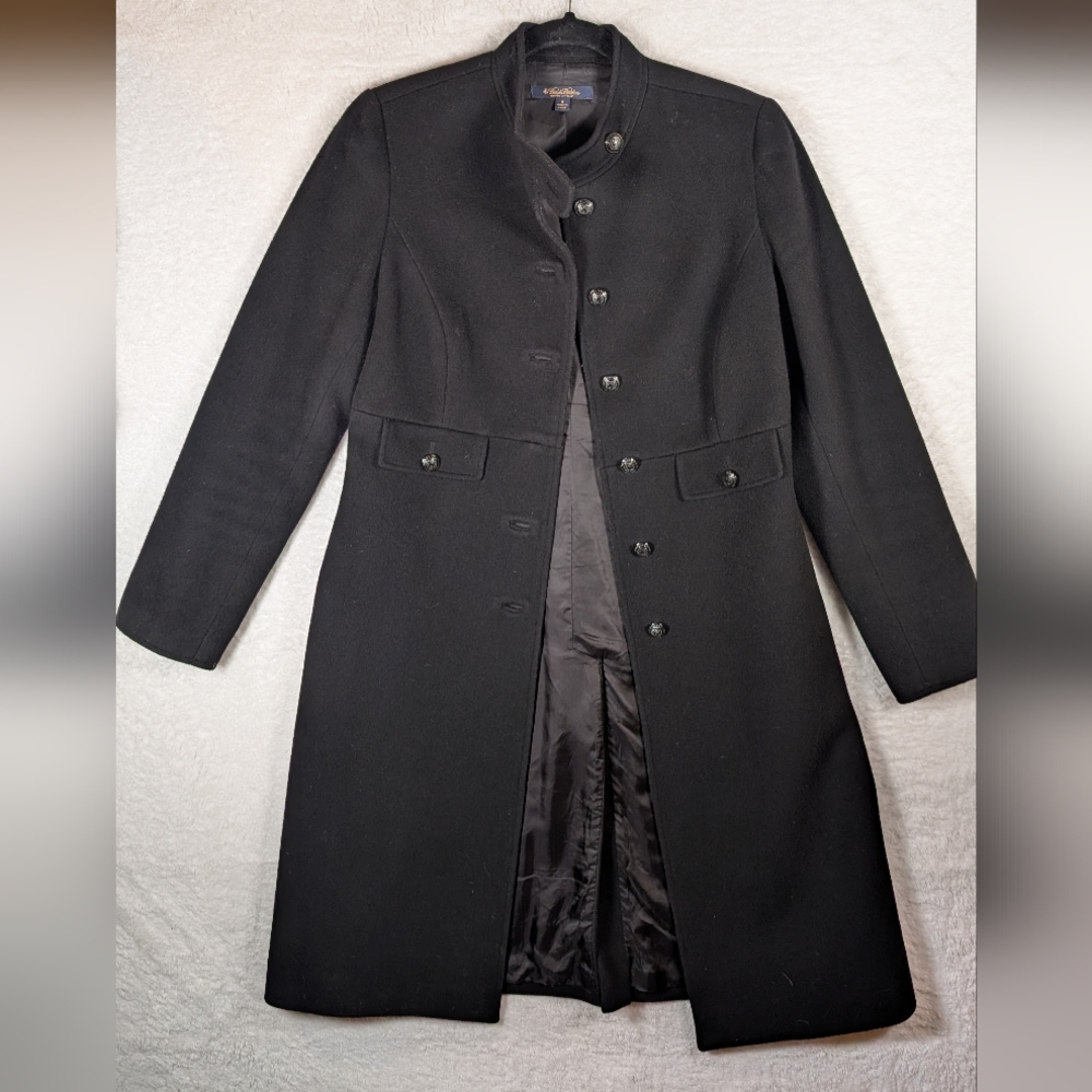 Brooks Brothers Black Trench Coat 💯 Wool - Like New‎ - Picture 2 of 9
